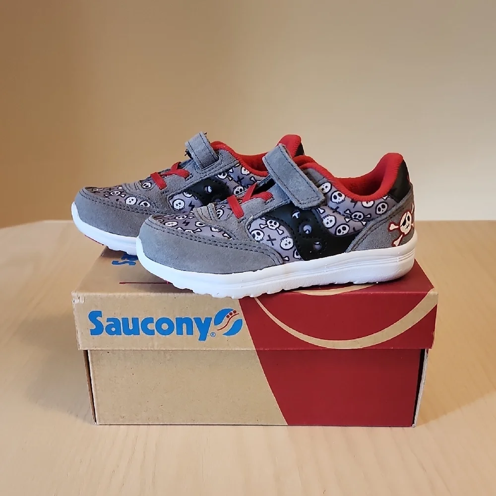 Saucony Kids' Gray and Red Sneakers - Picture 3 of 6